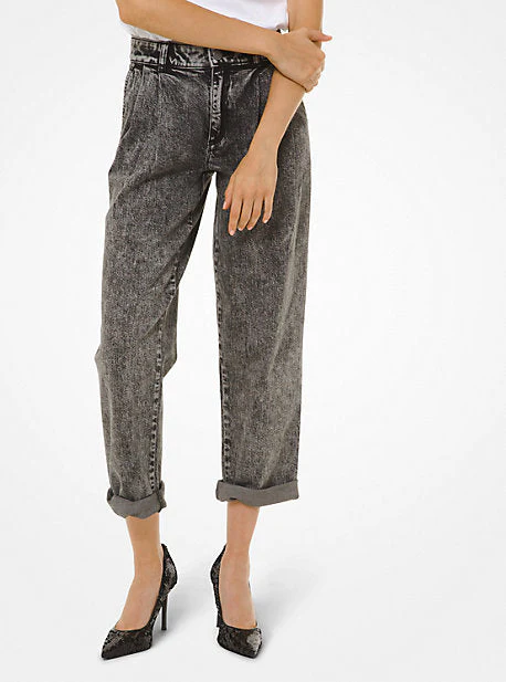Acid-Wash Stretch Denim Carrot Jeans - Image 5