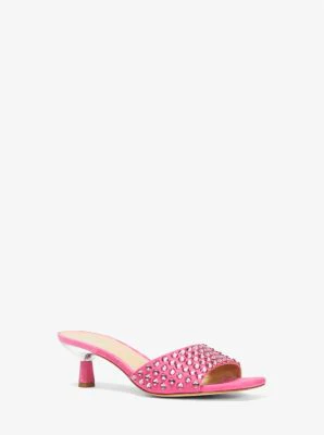Amal Embellished Faux Suede Kitten Sandal - Image 10