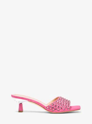 Amal Embellished Faux Suede Kitten Sandal - Image 11