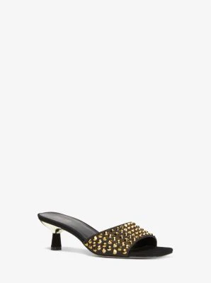 Amal Embellished Faux Suede Kitten Sandal - Image 6