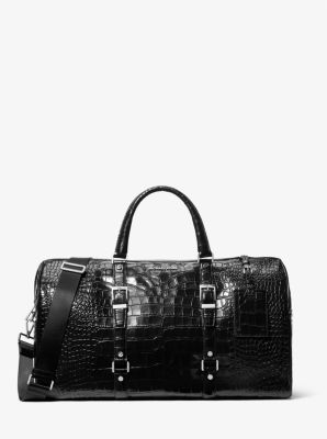 Bedford Travel Extra-Large Metallic Crocodile Embossed Leather Weekender Bag - Image 2