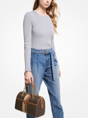 Blaire Medium Logo Stripe Satchel - Image 10