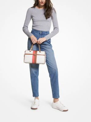 Blaire Medium Logo Stripe Satchel - Image 5