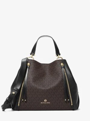 Brooklyn Large Logo and Pebbled Leather Tote Bag - Image 7