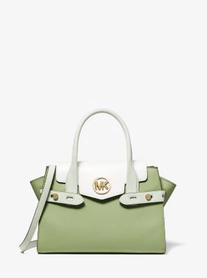 Carmen Medium Color-Block Faux Saffiano Leather Belted Satchel - Image 3