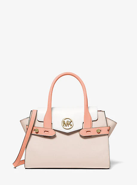 Carmen Medium Color-Block Faux Saffiano Leather Belted Satchel - Image 6