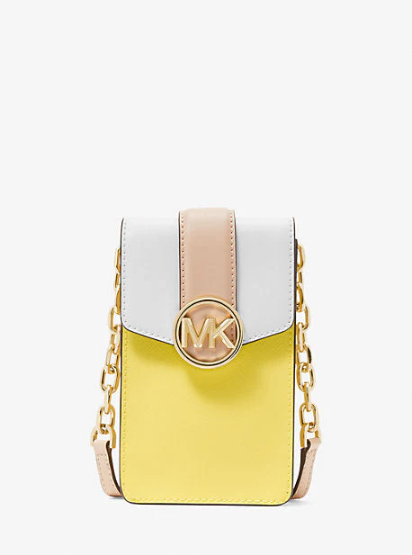 Carmen Small Color-Block Faux Leather Phone Crossbody Bag