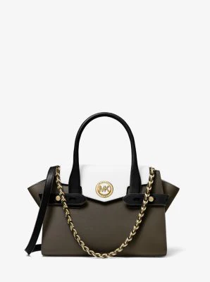 Carmen Small Color-Block Saffiano Leather Belted Satchel - Image 14