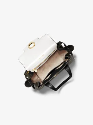Carmen Small Color-Block Saffiano Leather Belted Satchel - Image 15