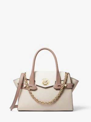 Carmen Small Color-Block Saffiano Leather Belted Satchel - Image 18