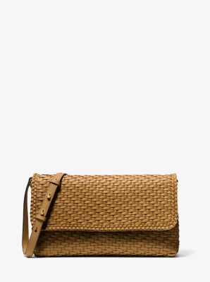 Carole Hand-Woven Leather Foldover Clutch - Image 3