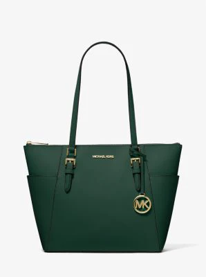 Charlotte Large Saffiano Leather Top-Zip Tote Bag - Image 2