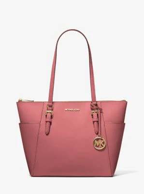 Charlotte Large Saffiano Leather Top-Zip Tote Bag - Image 38