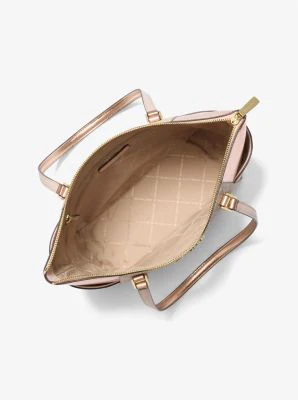 Charlotte Large Signature Logo and Metallic Top-Zip Tote Bag - Image 7
