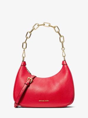 Cora Large Pebbled Leather Chain-Link Crossbody Bag - Image 4
