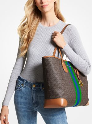 Eva Large Signature Logo Stripe Tote Bag - Image 19