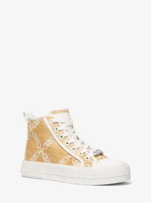 Evy Empire Logo Jacquard Straw High-Top Sneaker - Image 2