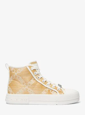 Evy Empire Logo Jacquard Straw High-Top Sneaker - Image 3