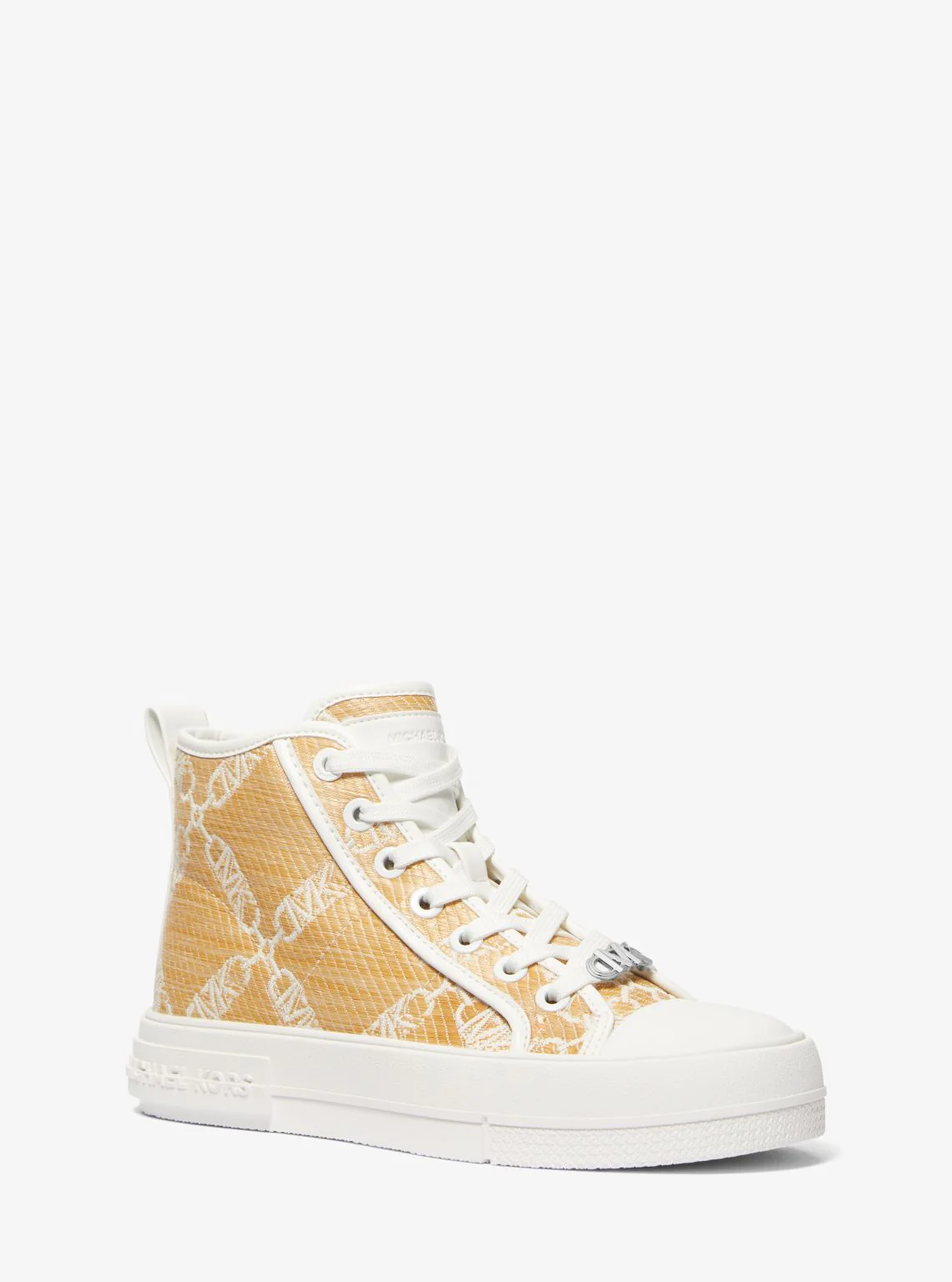 Evy Empire Logo Jacquard Straw High-Top Sneaker - Image 5