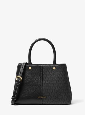 Flora Medium Signature Logo and Leather Satchel - Image 10