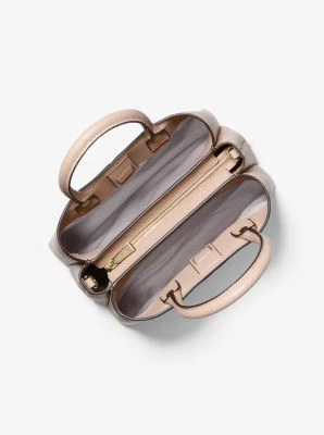 Flora Medium Signature Logo and Leather Satchel - Image 23