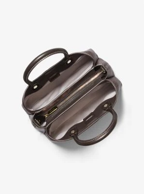 Flora Medium Signature Logo and Leather Satchel - Image 3