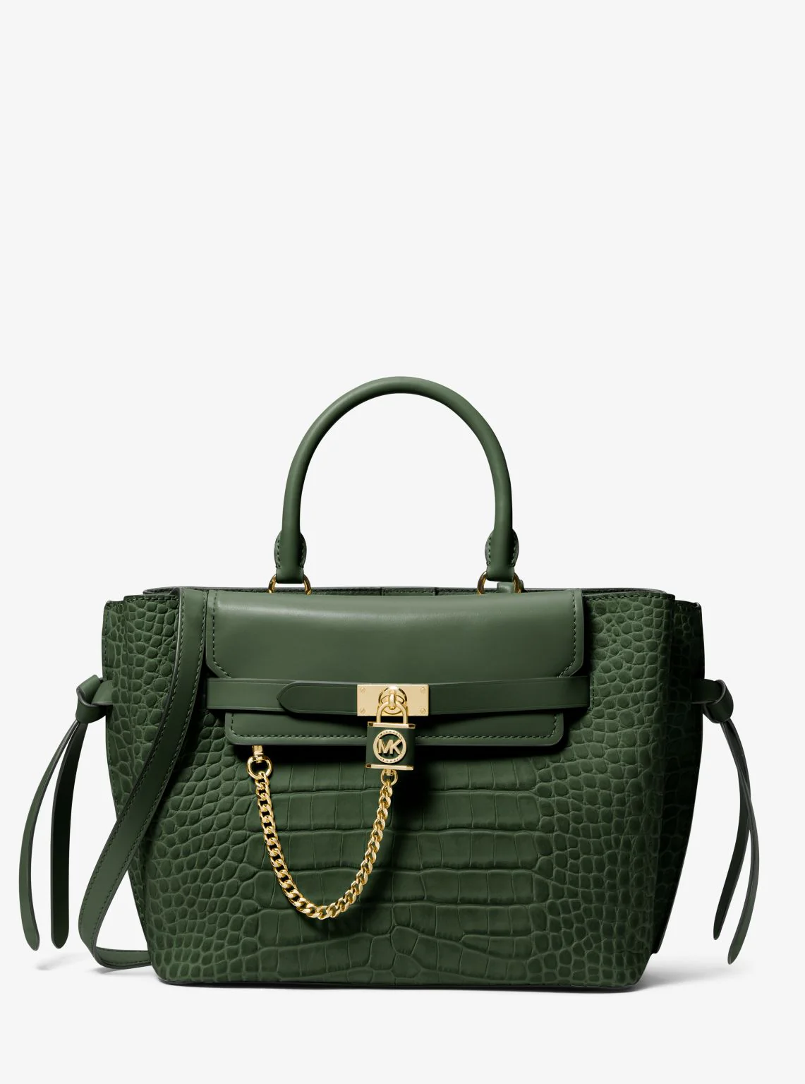 Hamilton Legacy Large Crocodile Embossed Leather Belted Satchel