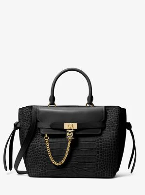 Hamilton Legacy Large Crocodile Embossed Leather Belted Satchel - Image 10