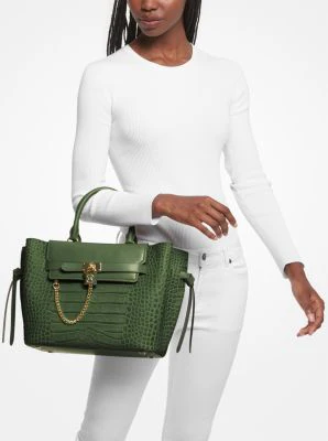 Hamilton Legacy Large Crocodile Embossed Leather Belted Satchel - Image 4