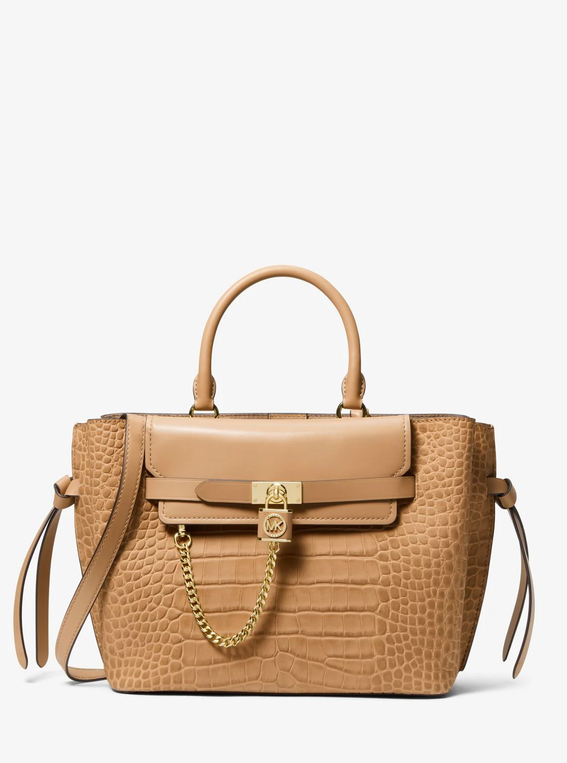 Hamilton Legacy Large Crocodile Embossed Leather Belted Satchel - Image 5