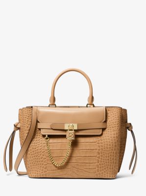 Hamilton Legacy Large Crocodile Embossed Leather Belted Satchel - Image 6