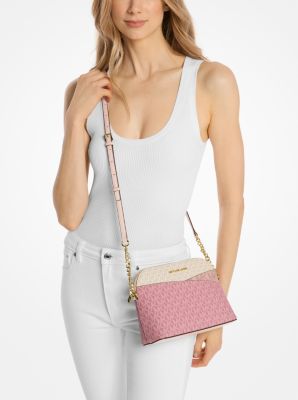 Jet Set Travel Medium Color-Block Signature Logo Crossbody Bag - Image 12