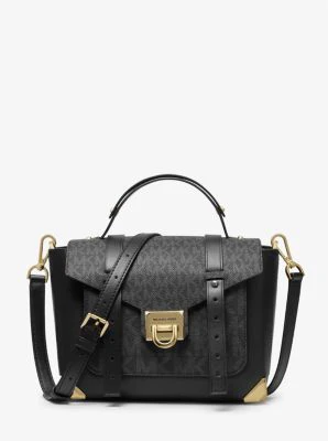 Manhattan Medium Leather and Logo Satchel - Image 2