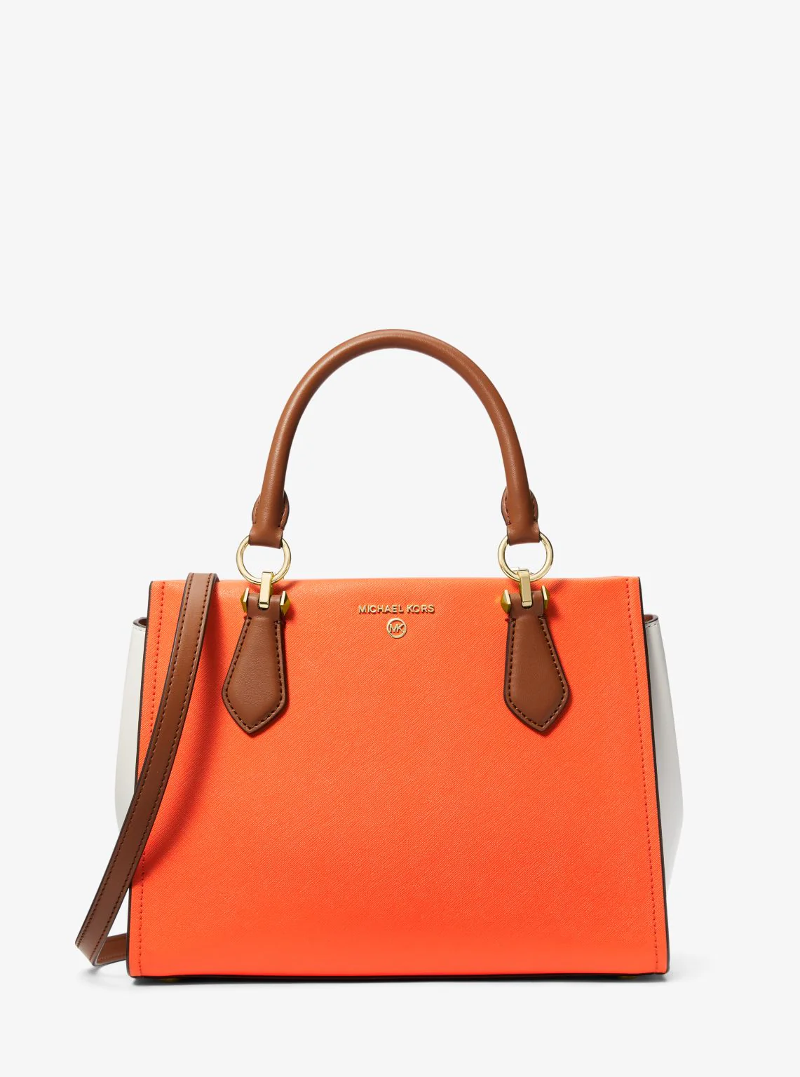 Marilyn Medium Color-Block Saffiano Leather Satchel