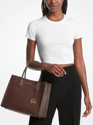 Mercer Large Leather and Signature Logo Accordion Tote Bag - Image 8