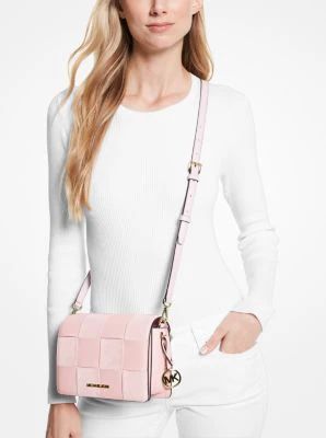 Mercer Small Woven Faux Leather and Suede Crossbody Bag - Image 4
