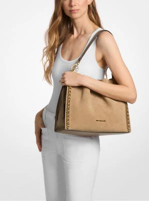 Mina Large Suede Chain Shoulder Bag - Image 16