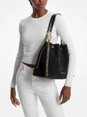 Mina Large Suede Chain Shoulder Bag - Image 7