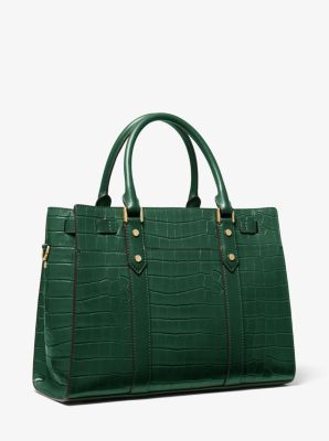 Nouveau Hamilton Large Crocodile Embossed Leather Satchel - Image 4