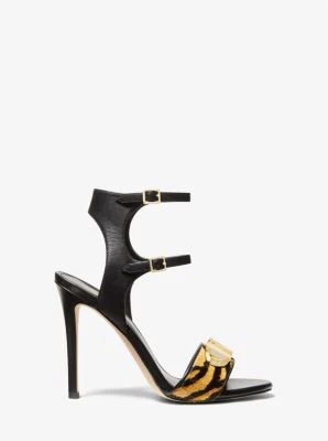 Parker Tiger Print Calf Hair and Leather Sandal - Image 3