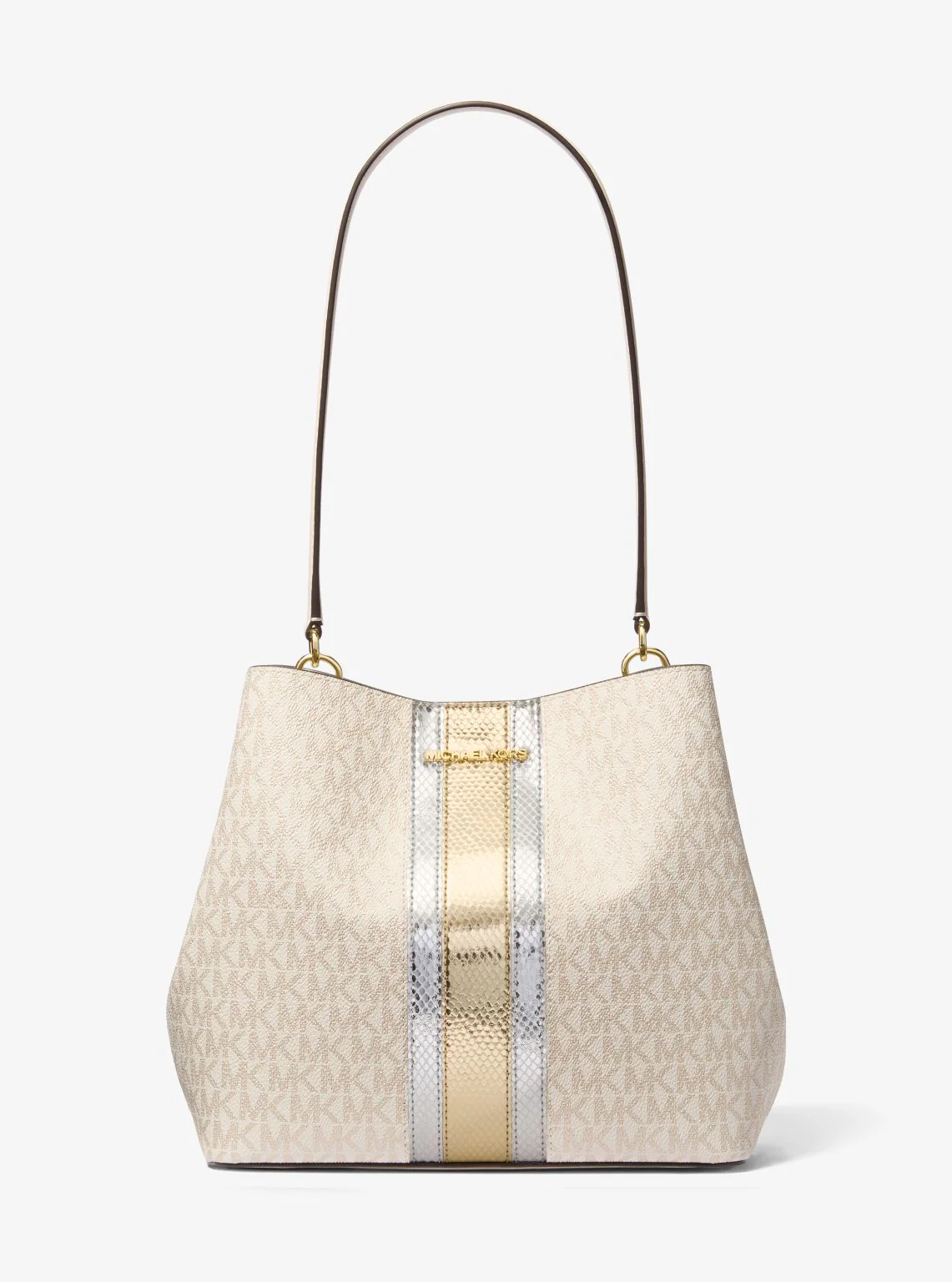 Pratt Medium Signature Logo and Metallic Shoulder Bag - Image 5