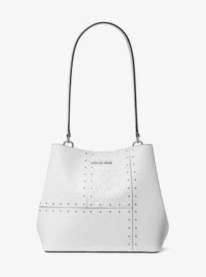Pratt Medium Studded Patchwork and Signature Logo Shoulder Bag - Image 6