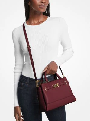 Reed Small Two-Tone Pebbled Leather Belted Satchel - Image 12