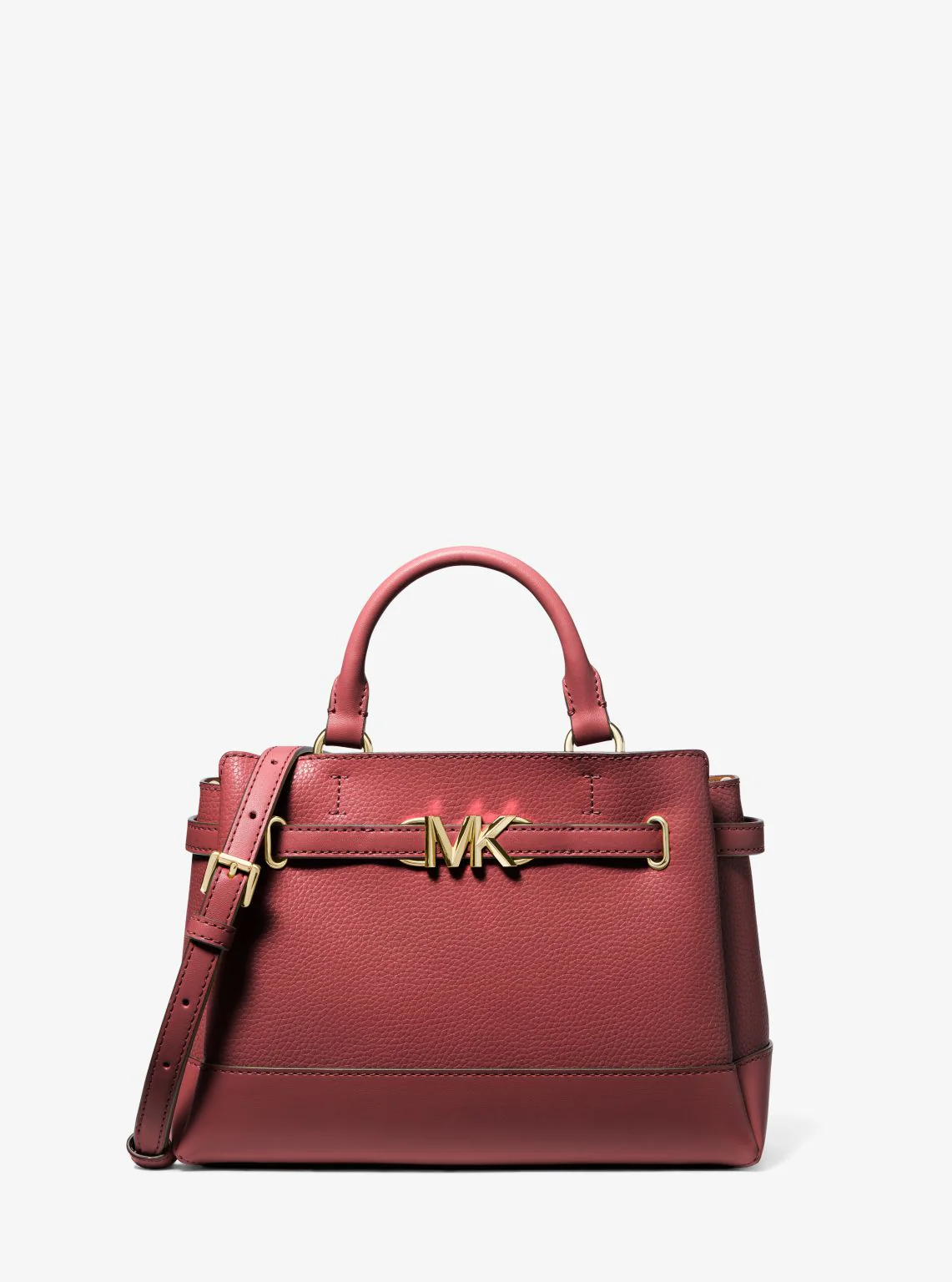 Reed Small Two-Tone Pebbled Leather Belted Satchel - Image 9