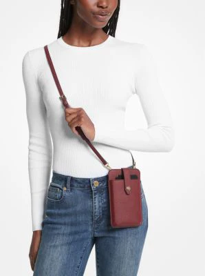 Saffiano Leather Smartphone Crossbody Bag - Image 40