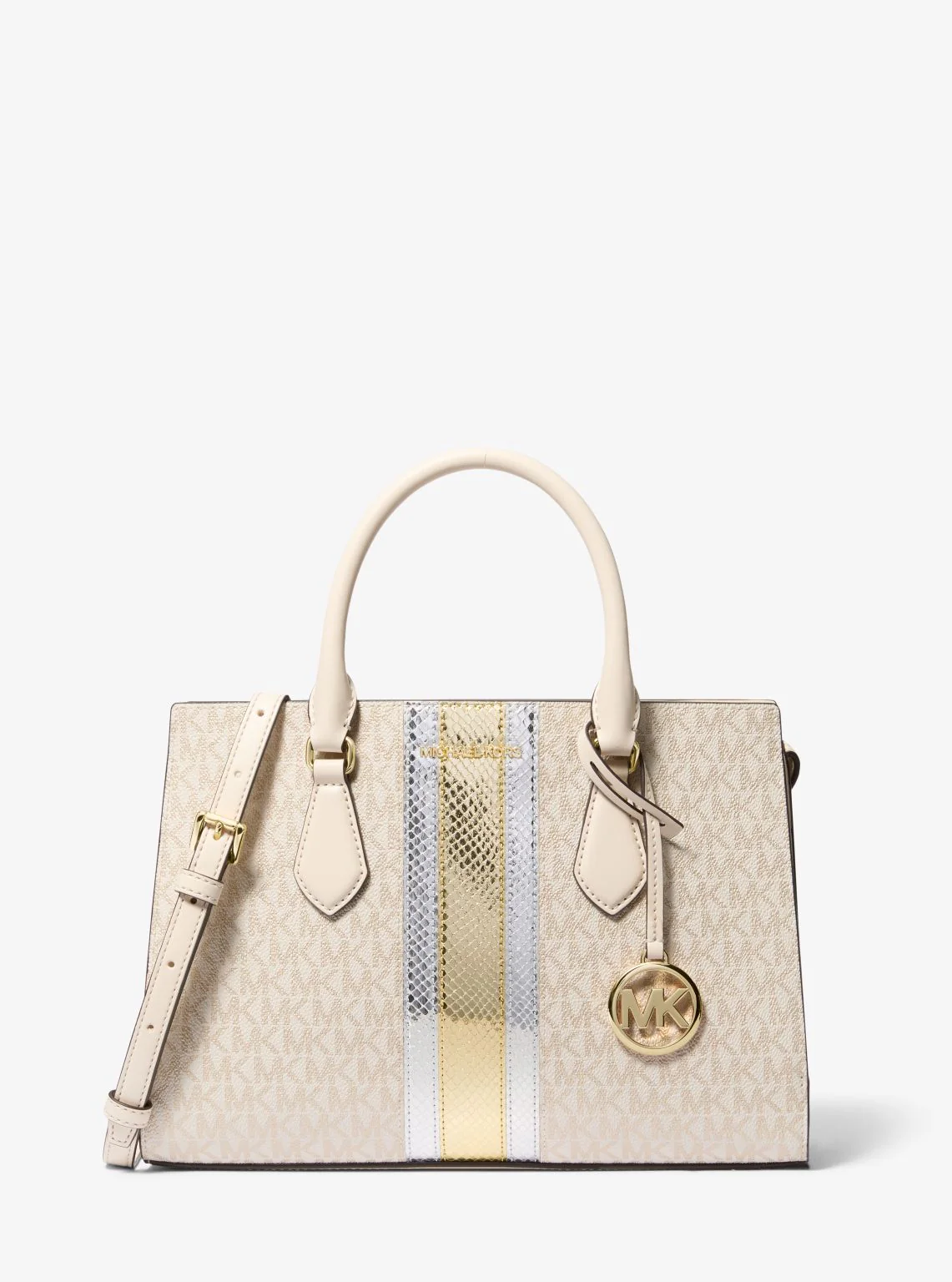Sheila Medium Signature Logo and Metallic Satchel - Image 6