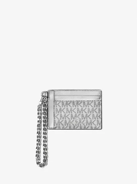 Small Metallic Logo Chain Card Case