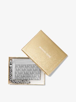 Small Metallic Logo Chain Card Case - Image 5