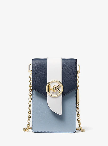 Small Tri-Color Saffiano Leather Smartphone Crossbody Bag - Image 5
