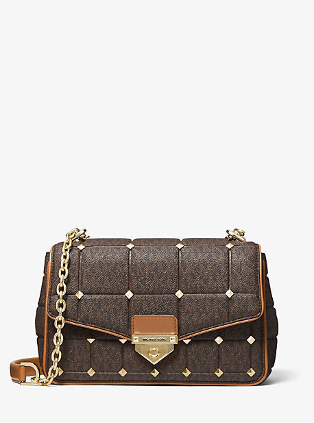 SoHo Large Studded Quilted Signature Logo Shoulder Bag - Image 6